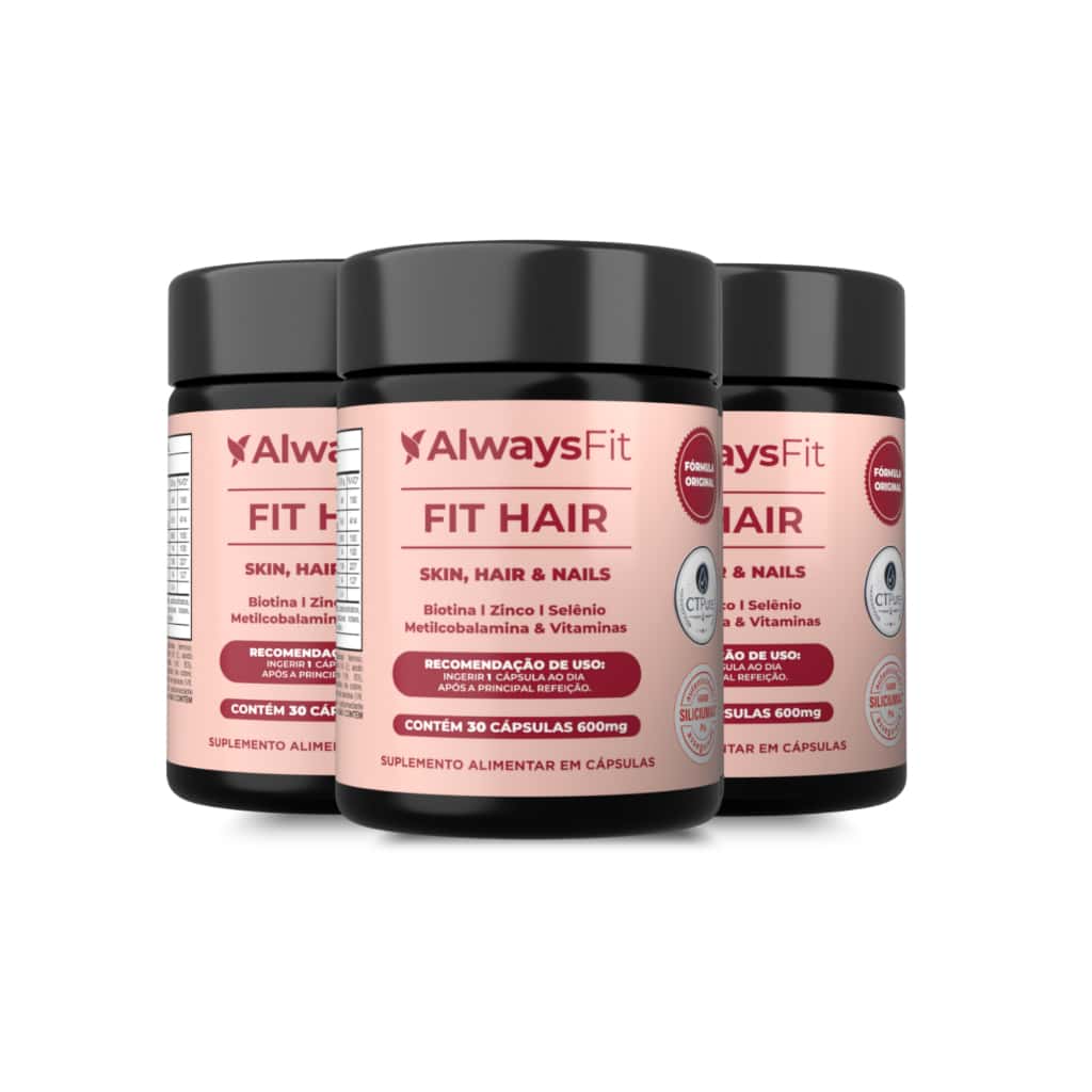Kit 3x FitHair AlwaysFit  | Biotina + Zinco + Ferro + Cobre + Cisteína + Vitaminas | 90 Cápsulas, imagem 1 de 1