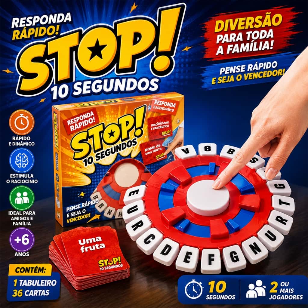 Jogo de Tabuleiro Educativo Pense Rápido 24cm com Cartas em Português, imagem 1 de 1