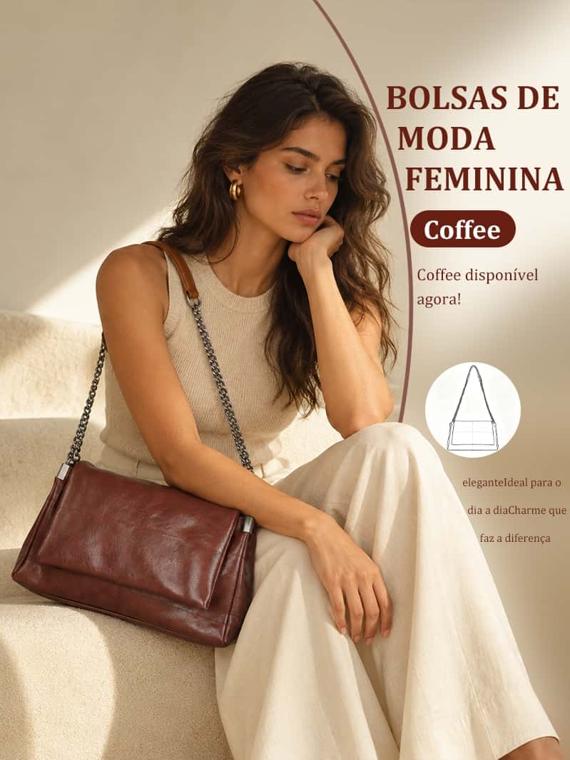TOMI MITO Bolsa de Ombro Acolchoada com Alça de Corrente Estilo Casual Elegante para Trabalho e Passeio T310, imagem 1 de 1