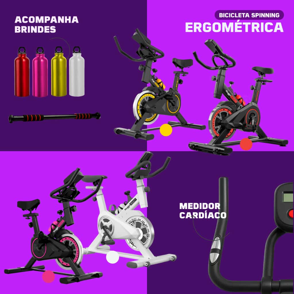 Bicicleta Spinning + Barra Fixa + Squeeze Garrafa Ergométrica Semi Profissional Sport até 120kg, imagem 1 de 1