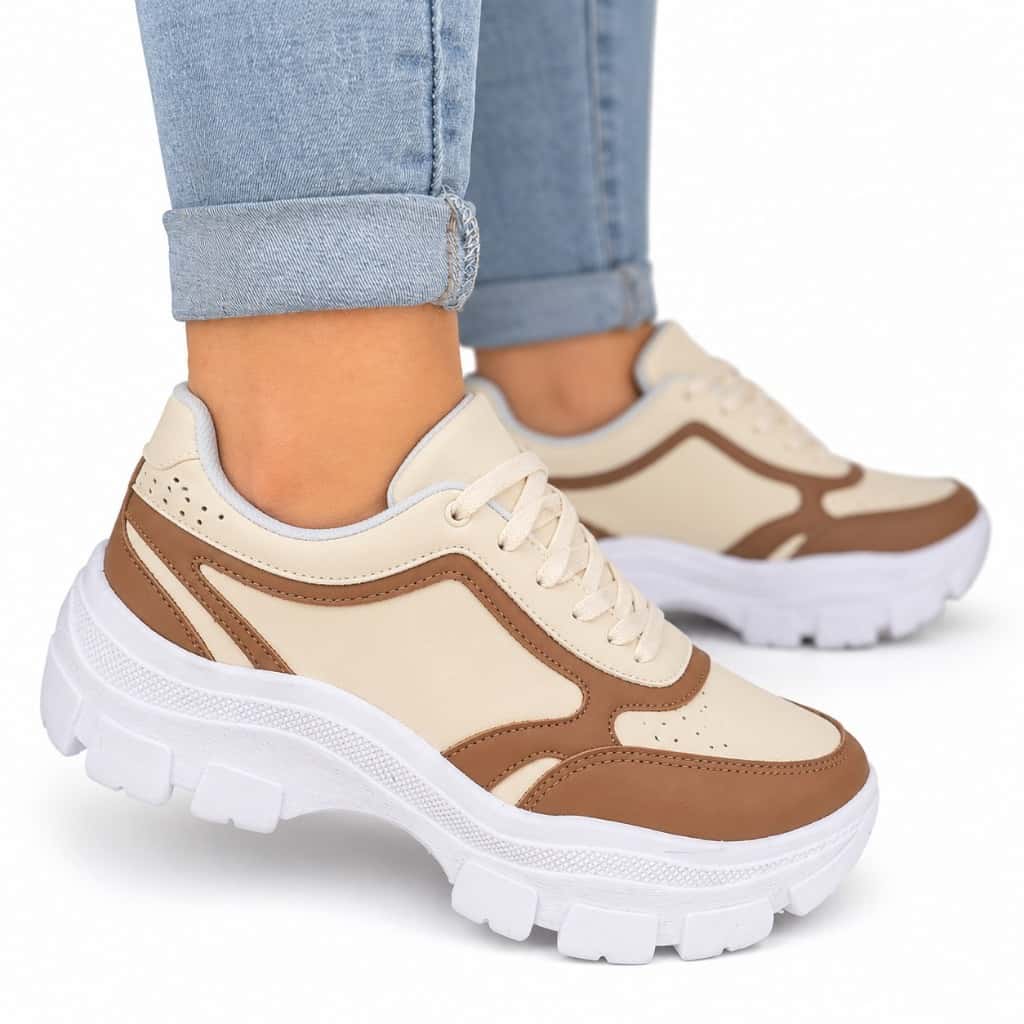 Tênis Chunky Feminino Branco Off White Plataforma Casual Confortável, imagem 1 de 1