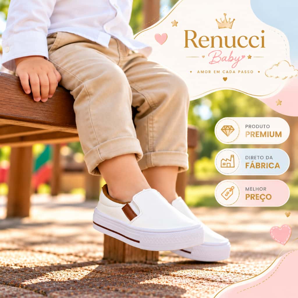Tênis Baby Slip On Menino e Menina Calce Fácil Confortável Casual, imagem 1 de 1