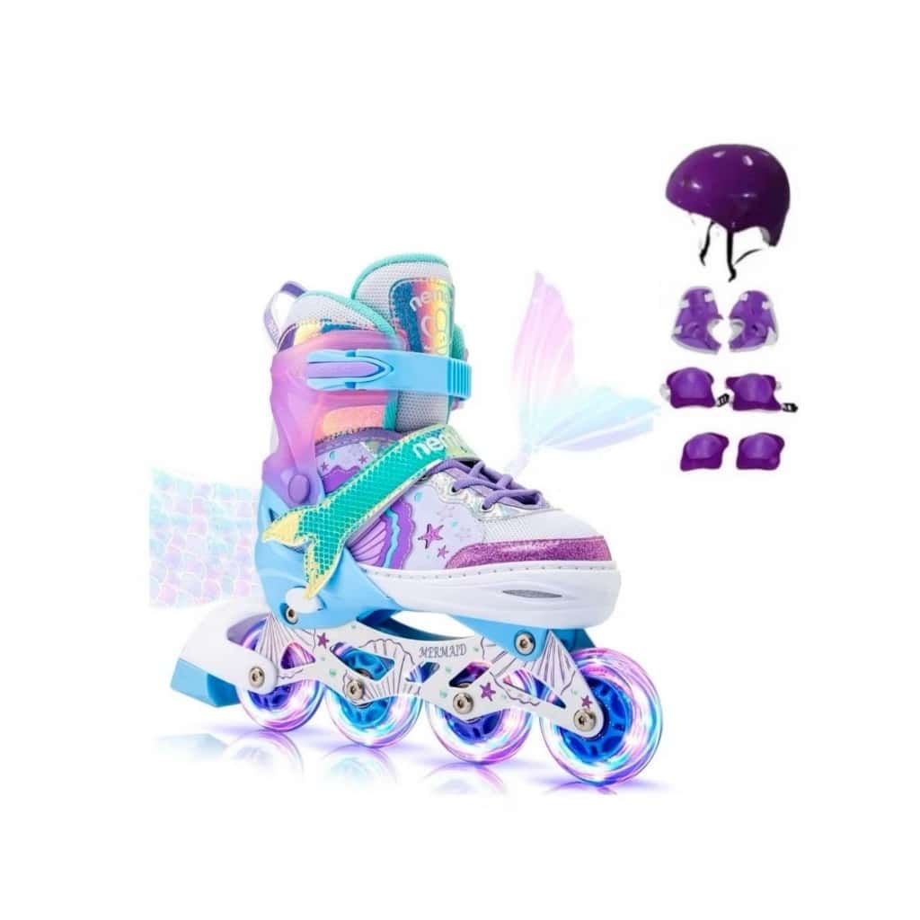 Patins Inline Infantil Ajustável Com Luz De Led. Com OU SEM Kit Proteção Várias Cores E Tamanhos disponiveis, imagem 1 de 1