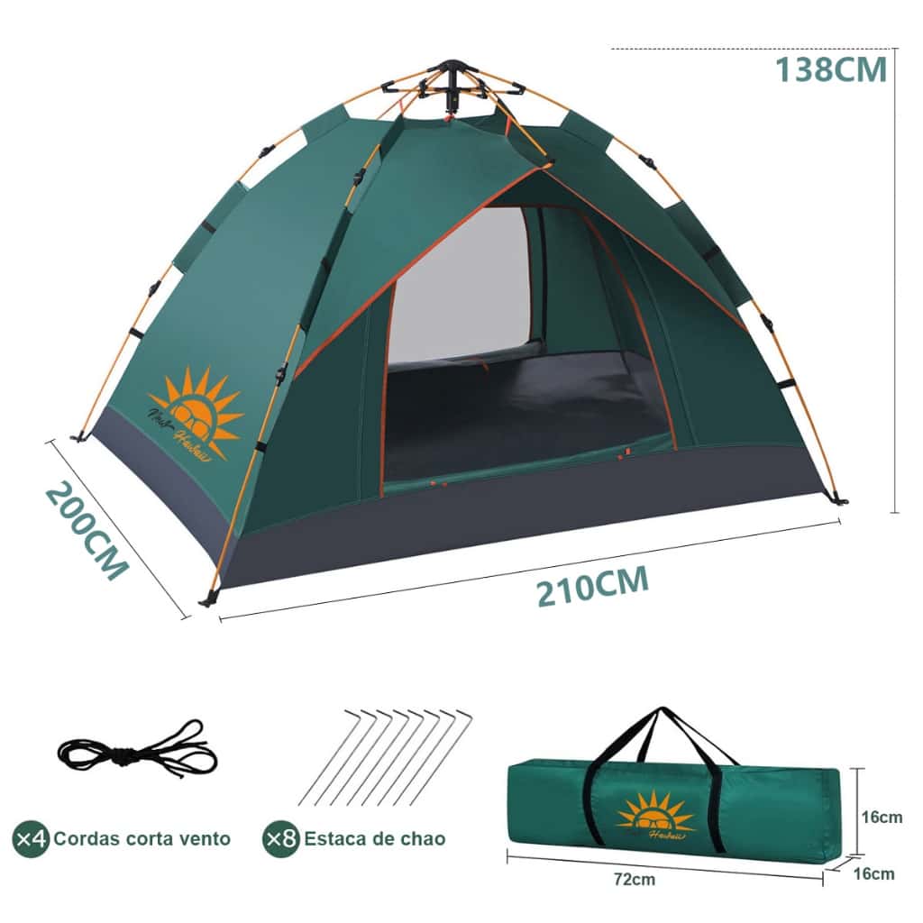 NEW HAWAII Barraca de Camping Automático 3-4 Pessoas Prova d'água,Barraca Acampamento 210*210*138cm, imagem 1 de 1