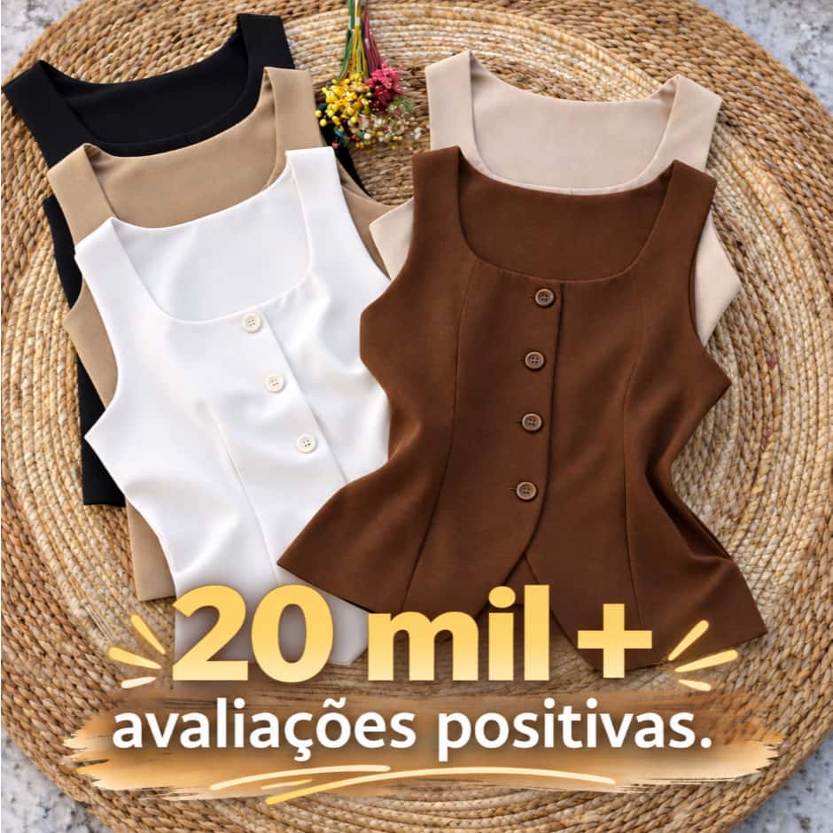 Colete Feminino Alfaiataria Alça Larga Gola Quadrada com Detalhe Aberto– Elegante, Clássico Primavera/Verão 2026 #97, imagem 1 de 1