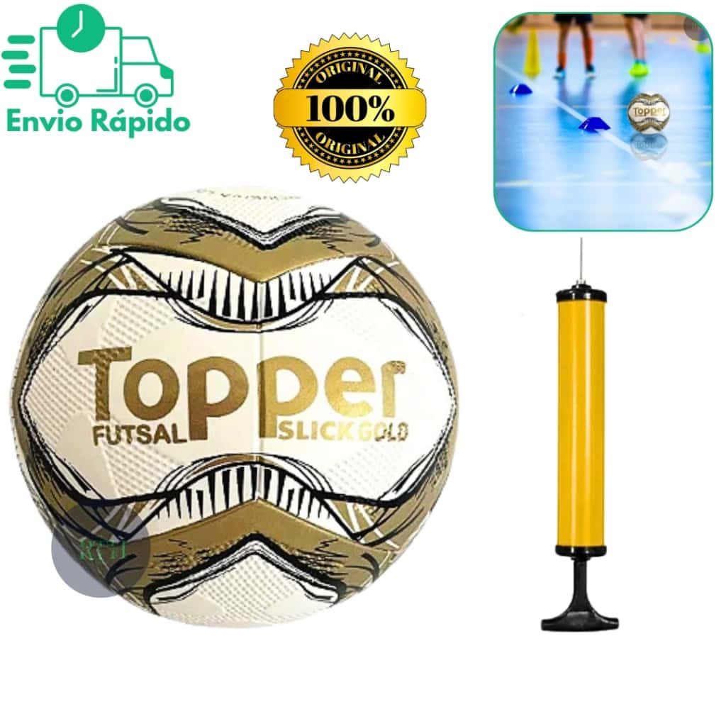 Bola de Futsal Topper Original Com Ou Sem Bomba Slick Gold Original Futebol de Salão Oficial, imagem 1 de 1