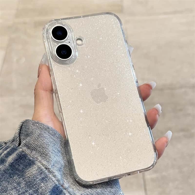 Capa TPU Glitter Brilho Clean Flexível Delicada para iPhone 11 12 13 14 15 16 17 Pro Max, imagem 1 de 1