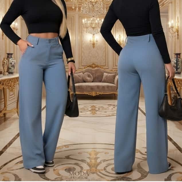 Calça Pantalona feminina  Alfateria  Premium Moda social elegante casual Cintura Alta com Bolso em Tendencia verão 2026, imagem 1 de 1