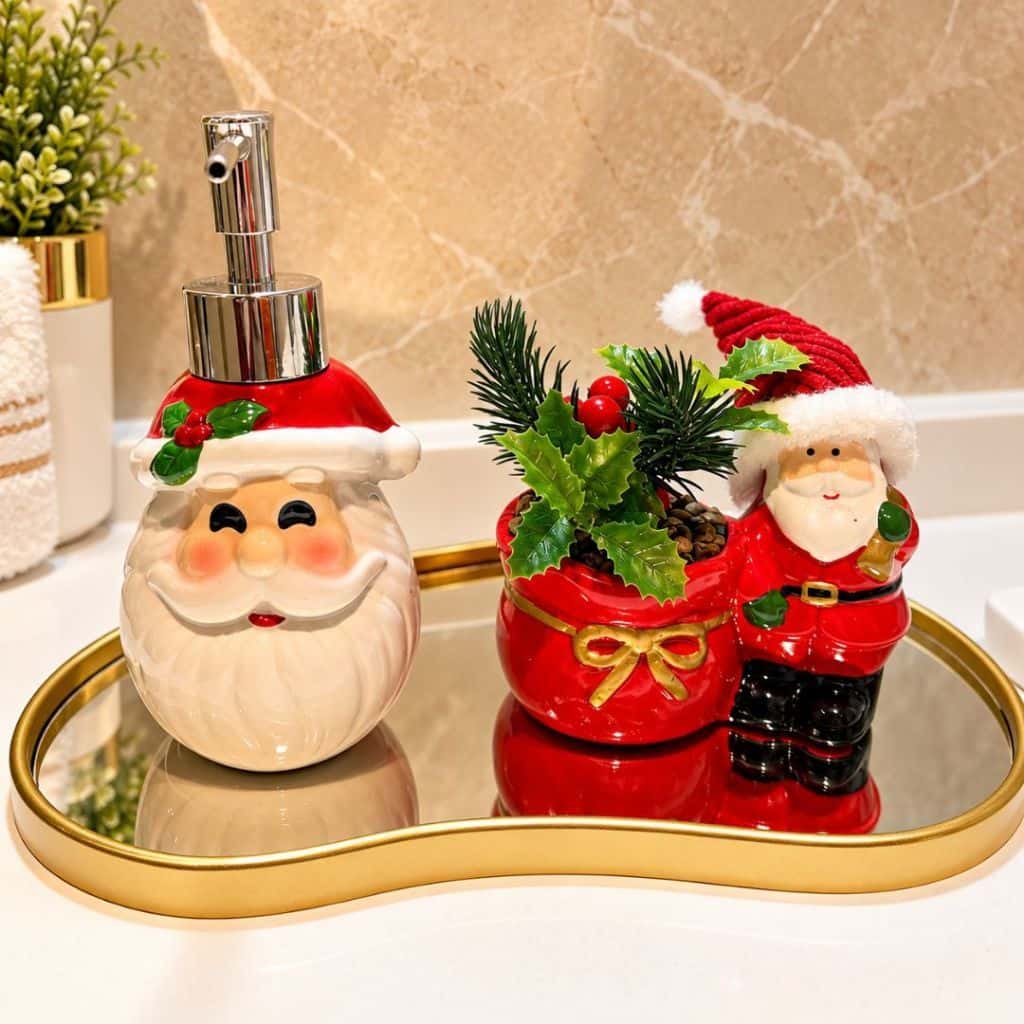 Porta Sabonete Liquido Saboneteira Cachepot Decoração Natalina cerâmica presente papai noel 200ml, imagem 1 de 1