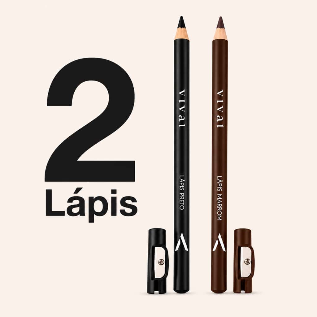 Kit 2 Lápis de Olho e Sobrancelha Preto e Marrom Profissional Vivai com Apontador Longa Duração Maquiagem Delineador, imagem 1 de 1