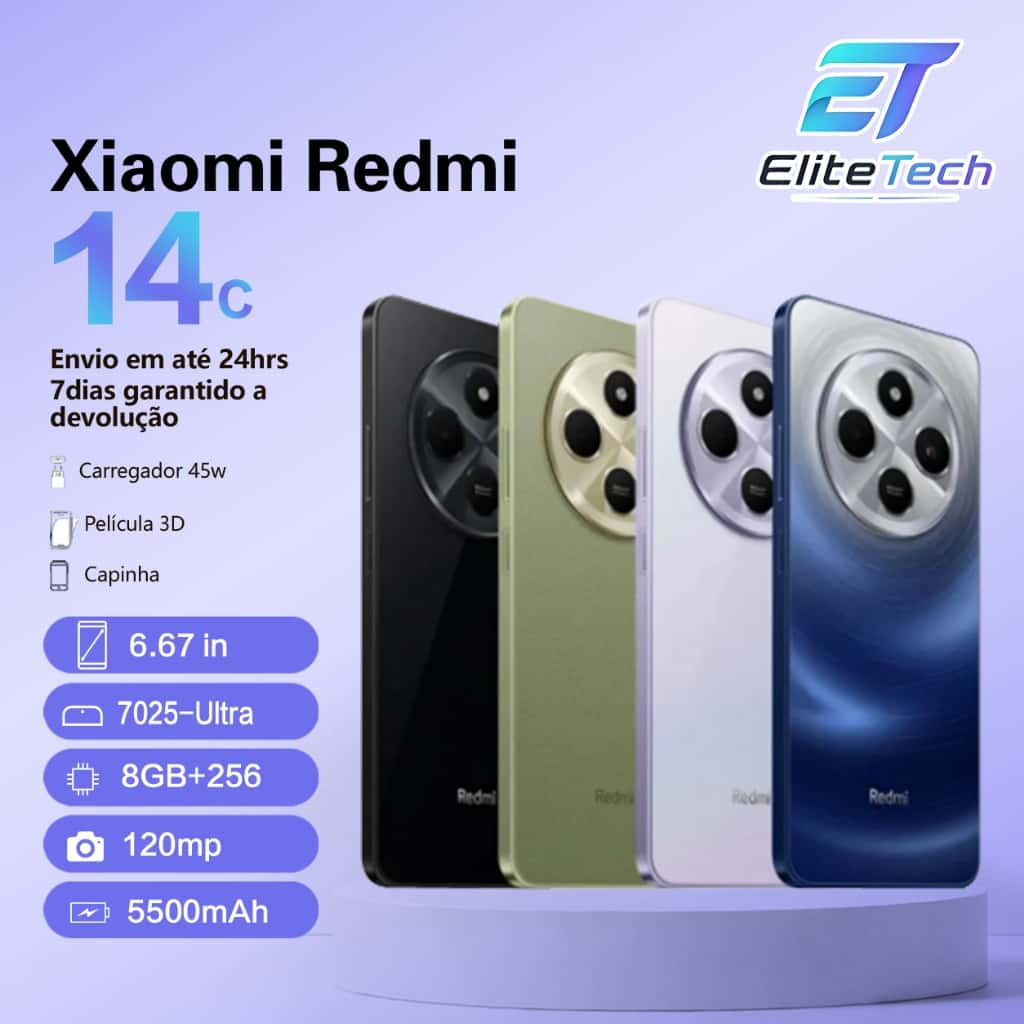 Smartphone Celular Xiaomi Redmi 14c 256gb  8gb RAM 128gb 4gb Dual Sim 50MP Global 14 c Lançamento, imagem 1 de 1