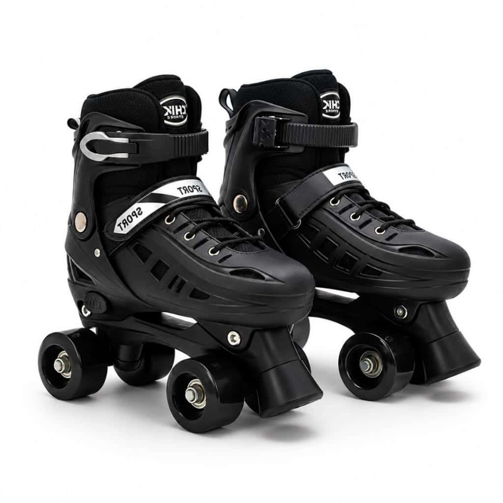 Patins Quad 4 Rodas Tamanho Regulável 29 até 40 Rosa, Azul e Preto + Bolsa Top!, imagem 1 de 1