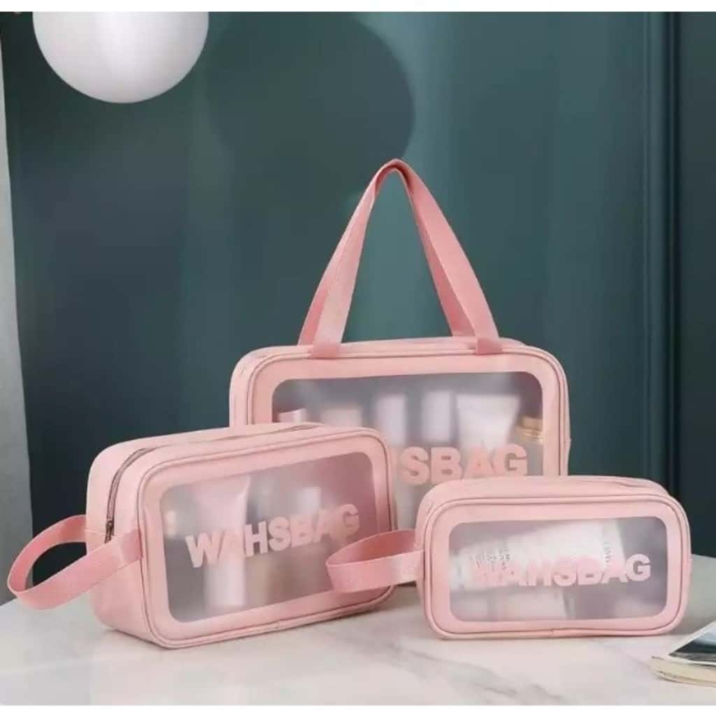 Kit 3 Bolsas Necessaires Washbag Transparente À Prova d’água, imagem 1 de 1