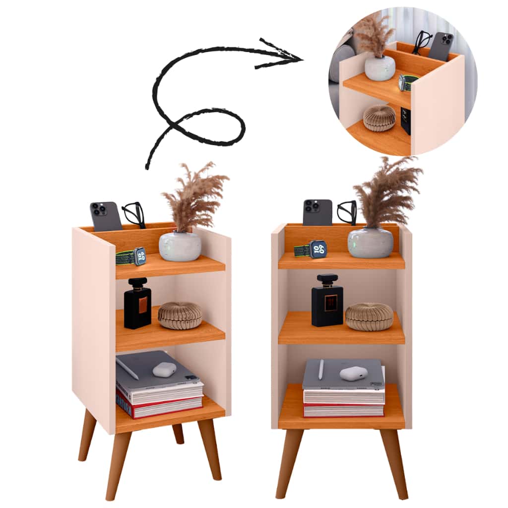kit com 2 Mesas de Cabeceira MAX com porta celular – Compacta, Moderna e Funcional ( a mais vendida do Brasil, imagem 1 de 1