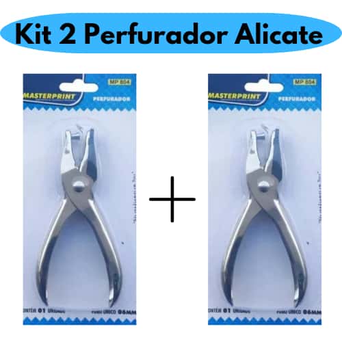 Kit 2 Perfurador Furador de Papel Alicate 1 Furo em Metal Aço Resistente MasterPrint, imagem 1 de 1