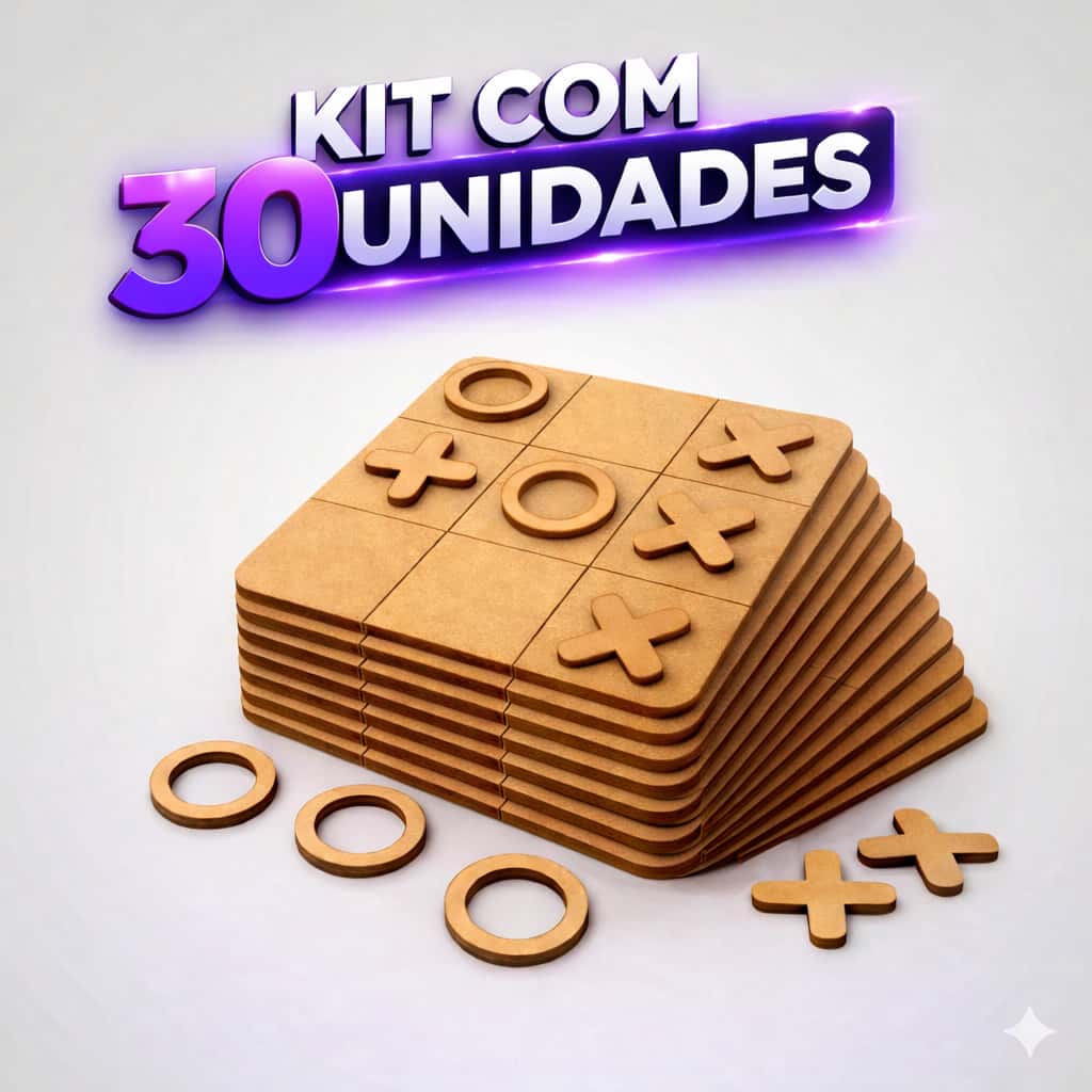 30 Unidades Jogo da Velha MDF Brinquedo Educativo Infantil Lembrança Festa Aniversário Presente, imagem 1 de 1