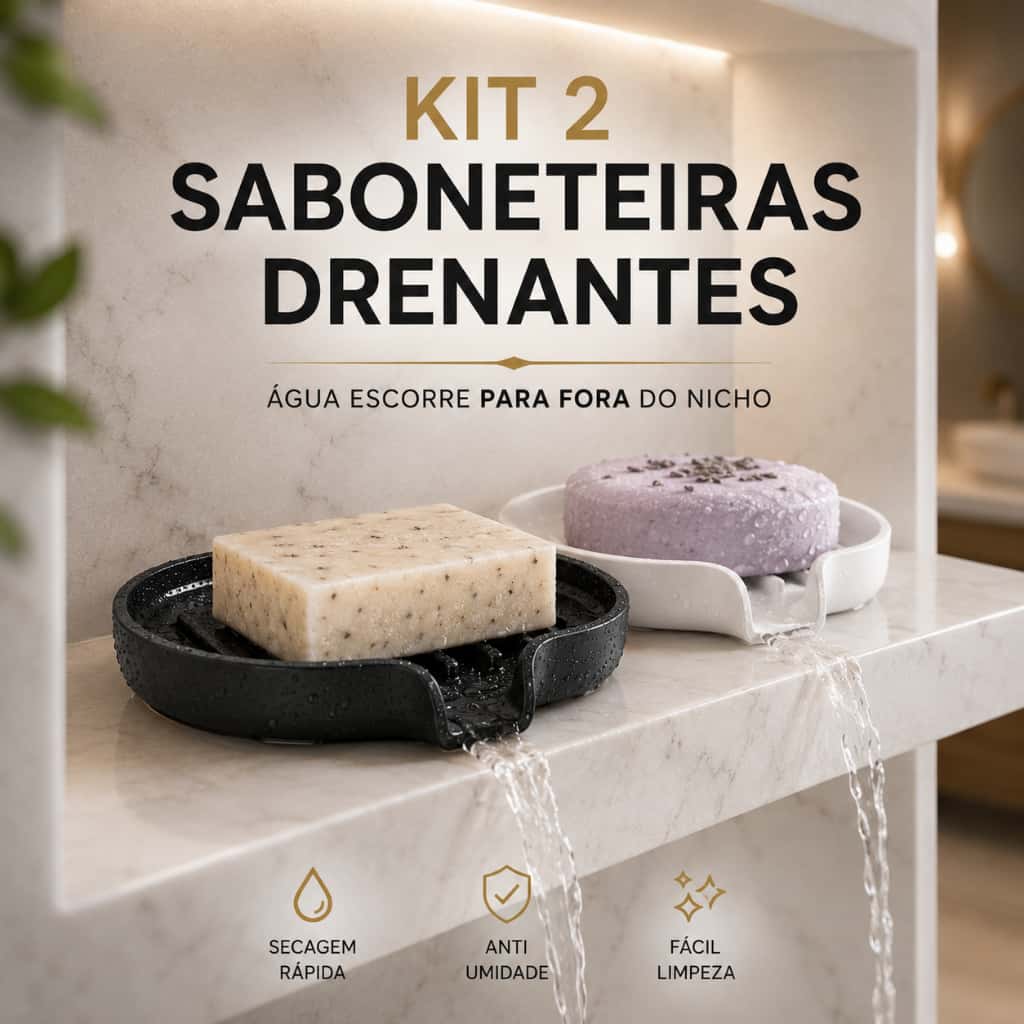 Kit 2 Saboneteiras para Lavabo com Escoamento Rápido Evita Lodo e Conserva o Sabonete, imagem 1 de 1