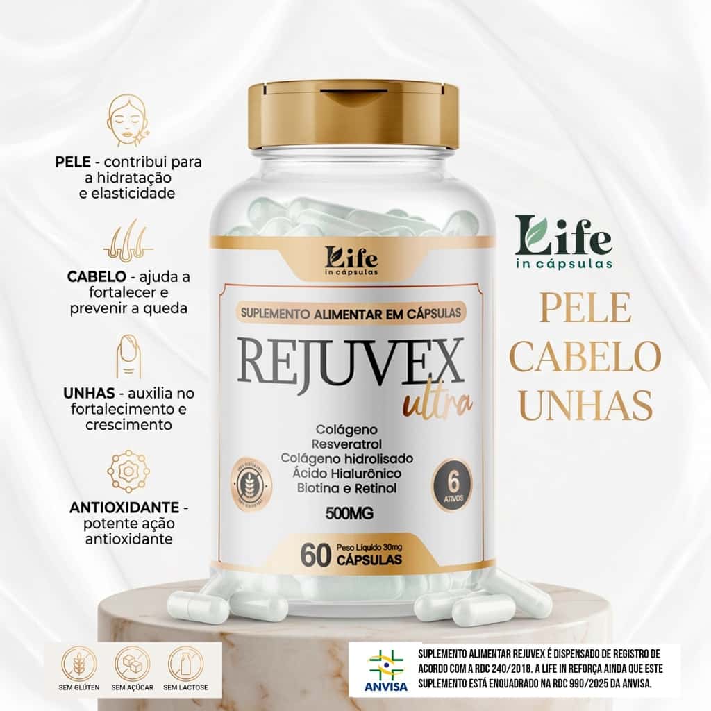 Rejuvex Ultra - 60 Capsulas - Colágeno Resveratrol Ácido Hialurônico  | Pele Firme e Saudável, imagem 1 de 1