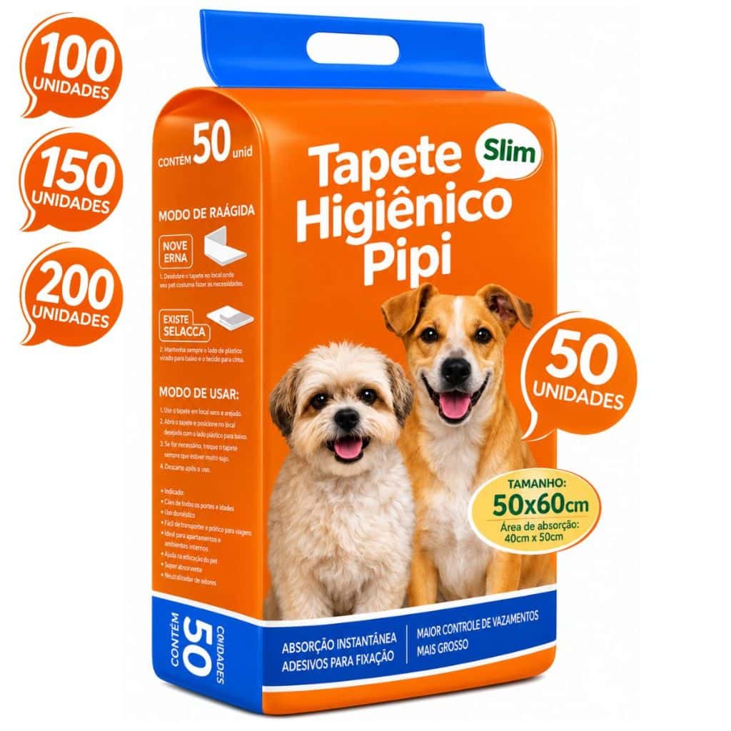 Tapete Higiênico Para Cachorro 50 Unidades 50x60cm Com Gel Absorvente Fralda Manta Pet Cão, imagem 1 de 1