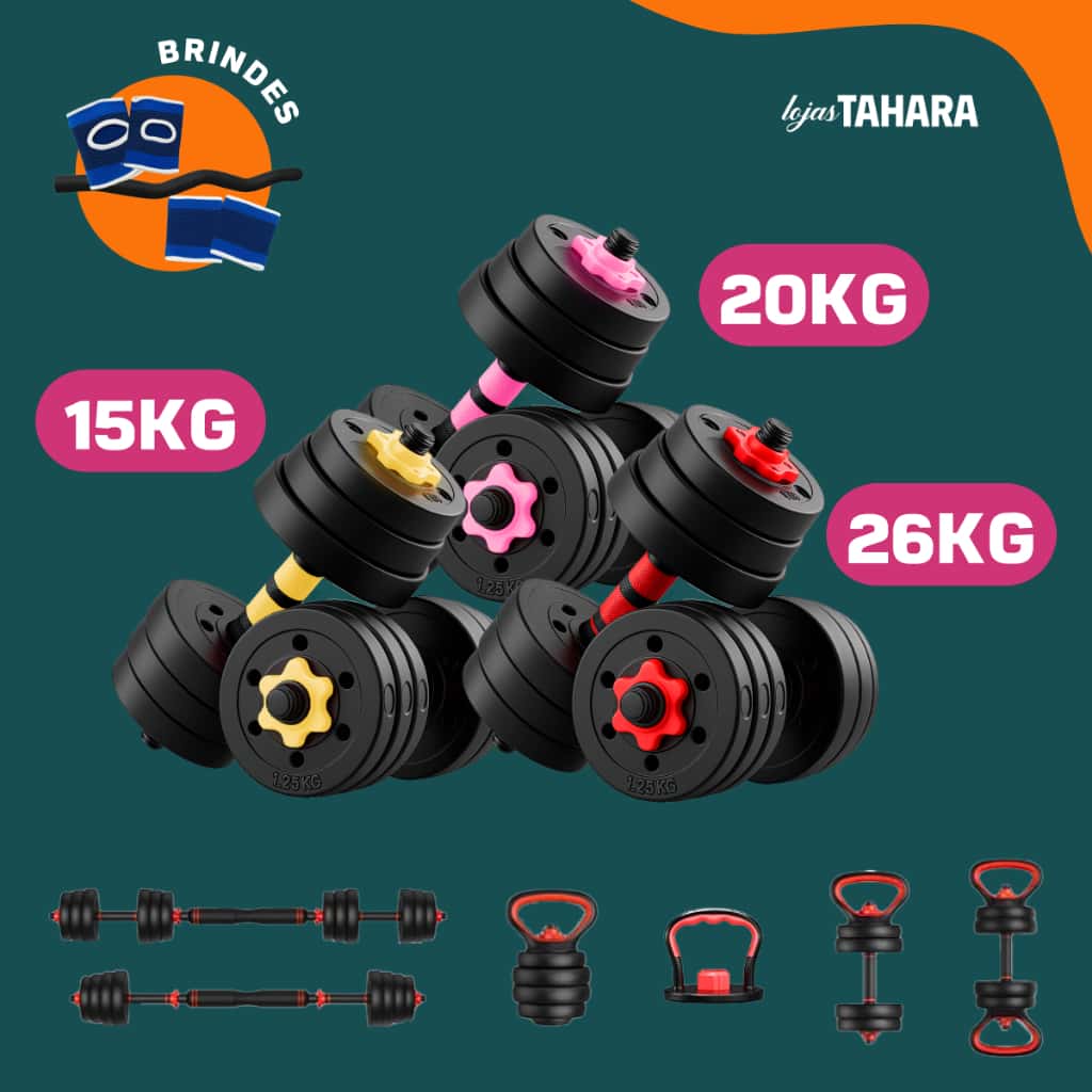 【15KG/20KG/26KG】Kit Halteres 6 Em 1 15/20/26Kg Musculação  Ajustável Kettlebell Barra Anilha, imagem 1 de 1