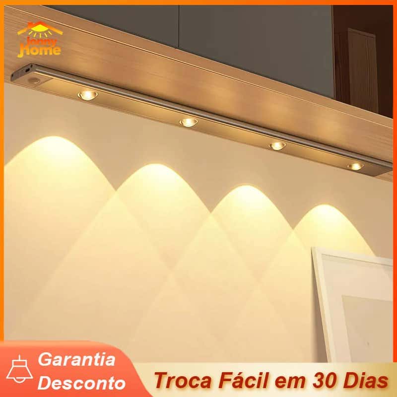 60cm Luminária Barra LED Recarregável Sensor de Movimento 3 Cores Luz para Armário e Guarda-Roupa, imagem 1 de 1