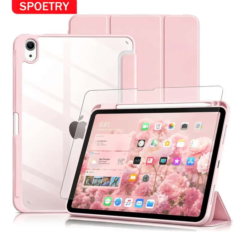 SPOETRY Capa de Proteção para tablets iPad/Air Design Transparente Resistente a Quedas e Suporte Tri-Fold Dobrável, imagem 1 de 1