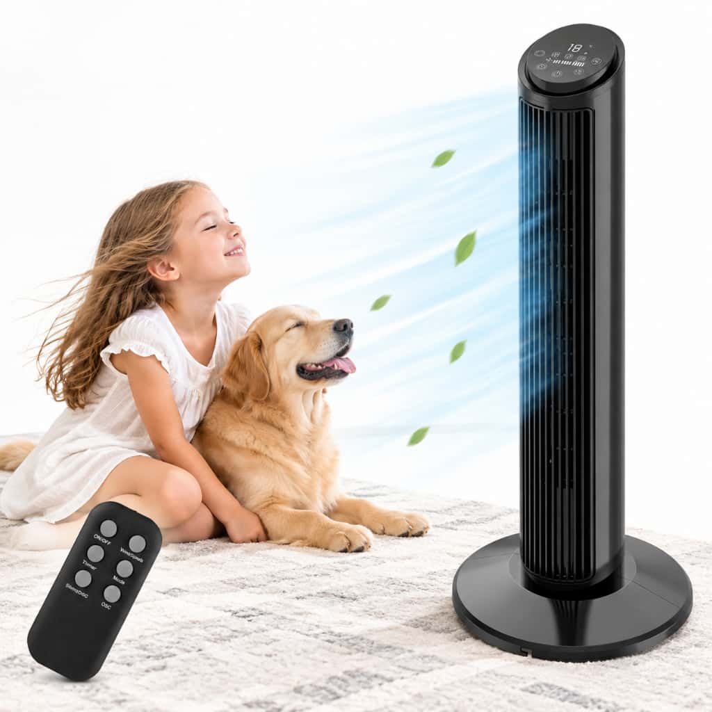 Ventilador De Torre Silencioso Hivento Com Controle Remoto Tela Led 3 Velocidades, Oscilação de 70°, Timer de 15h, 127V, imagem 1 de 1