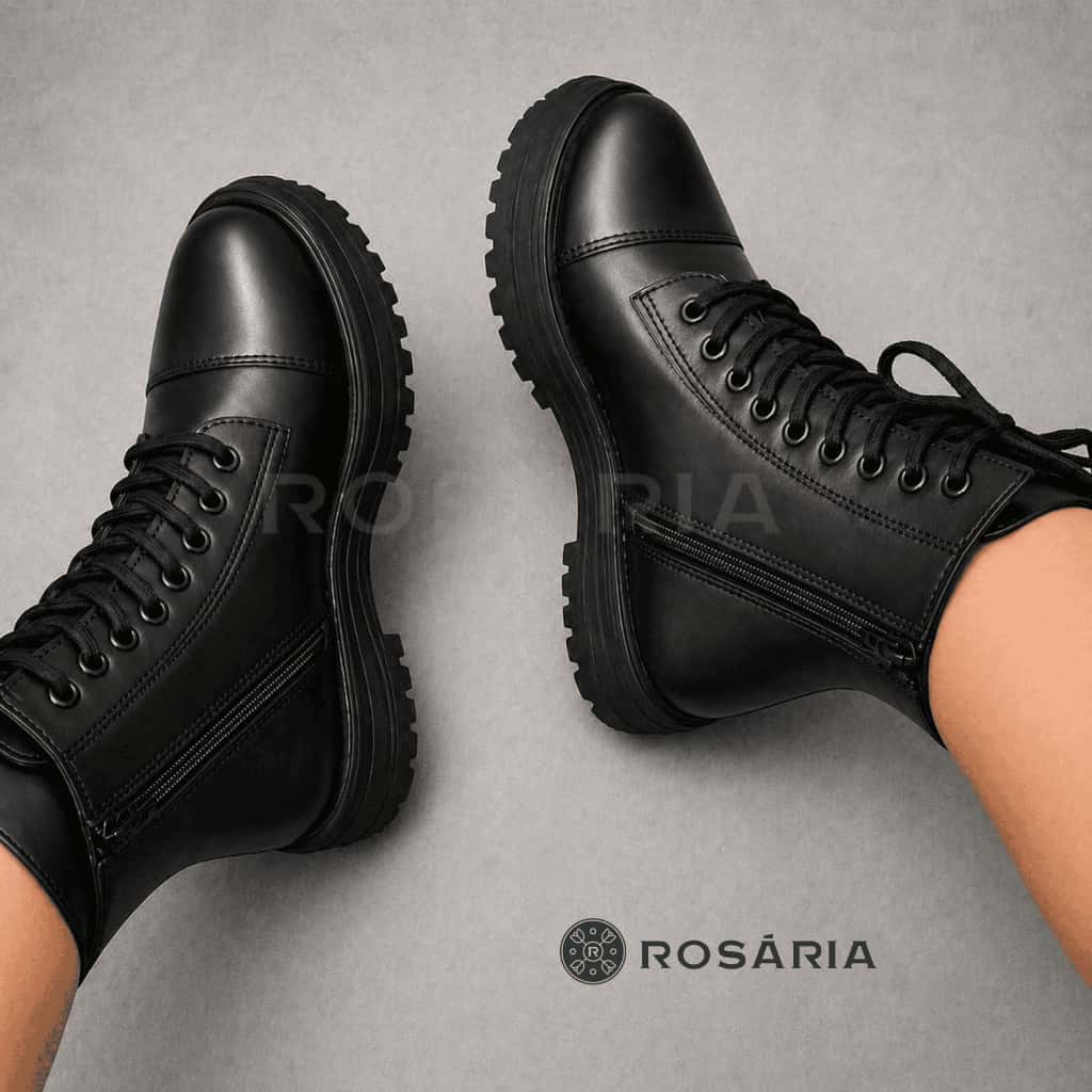 Bota Coturno Feminino Com Ziper Tratorada Blogueira Cano Curto Confortável, imagem 1 de 1