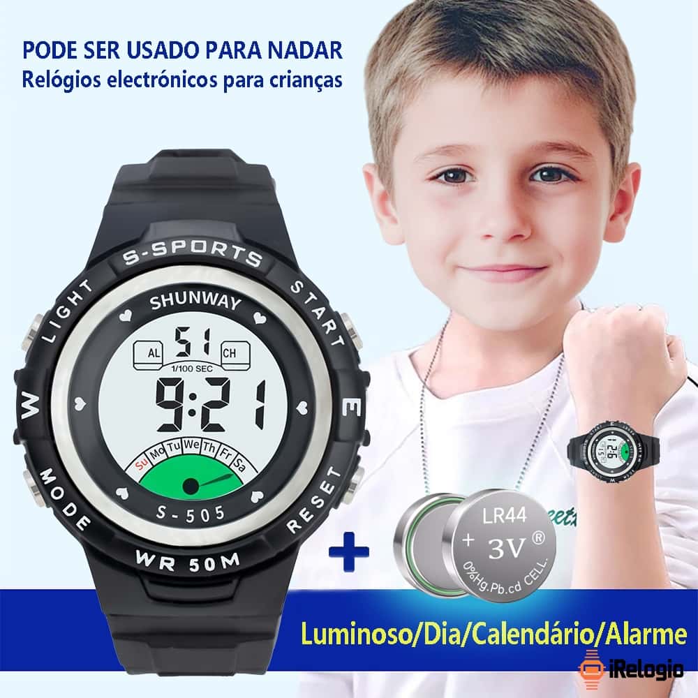 Relógio Digital Infantil À Prova D'água Com Display Luminoso Multifuncional Esportivo Para Meninos E Meninas Presentes, imagem 1 de 1
