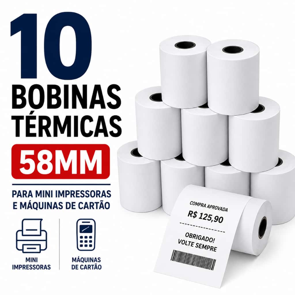 10 Bobina Térmica 58mm mini impressora, imagem 1 de 1