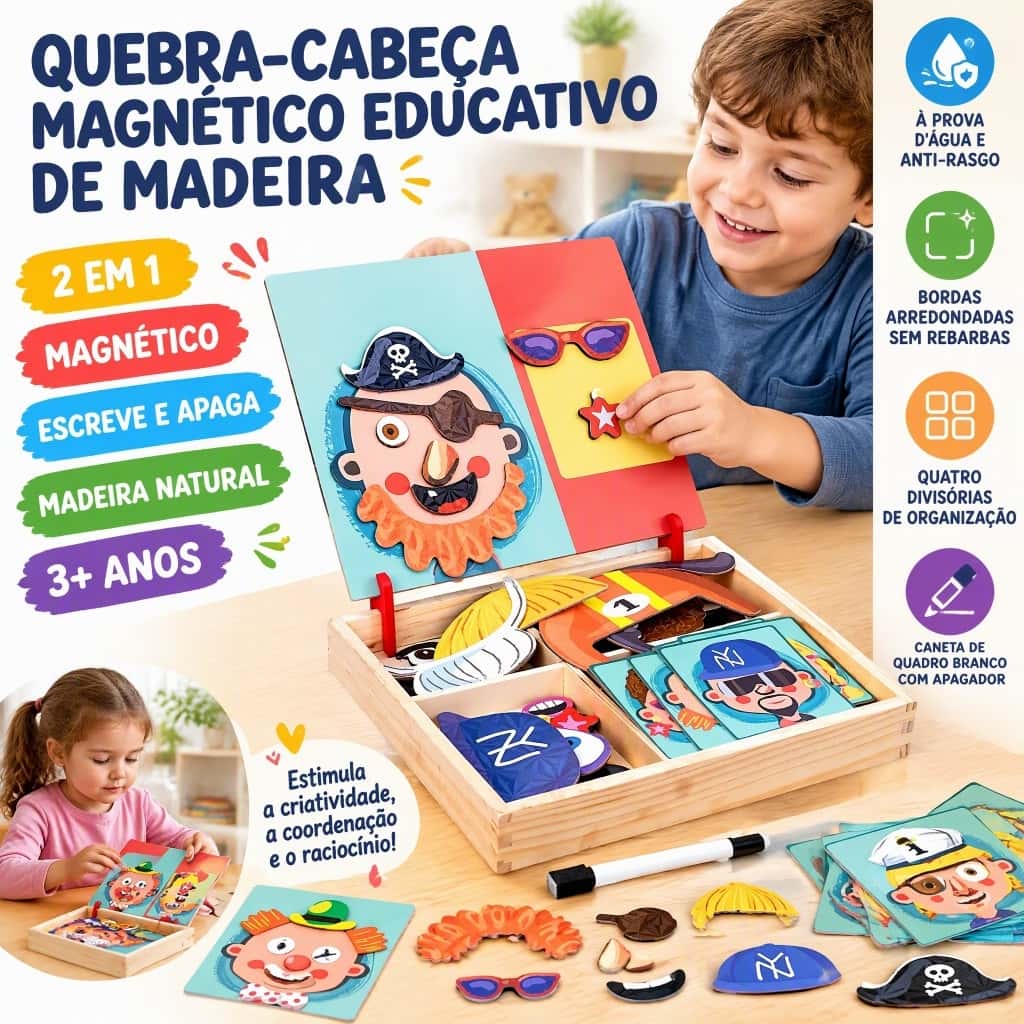 Crianças quebra-cabeça magnético diversão meninos meninas vestir-se quebra-cabeças, imagem 1 de 1