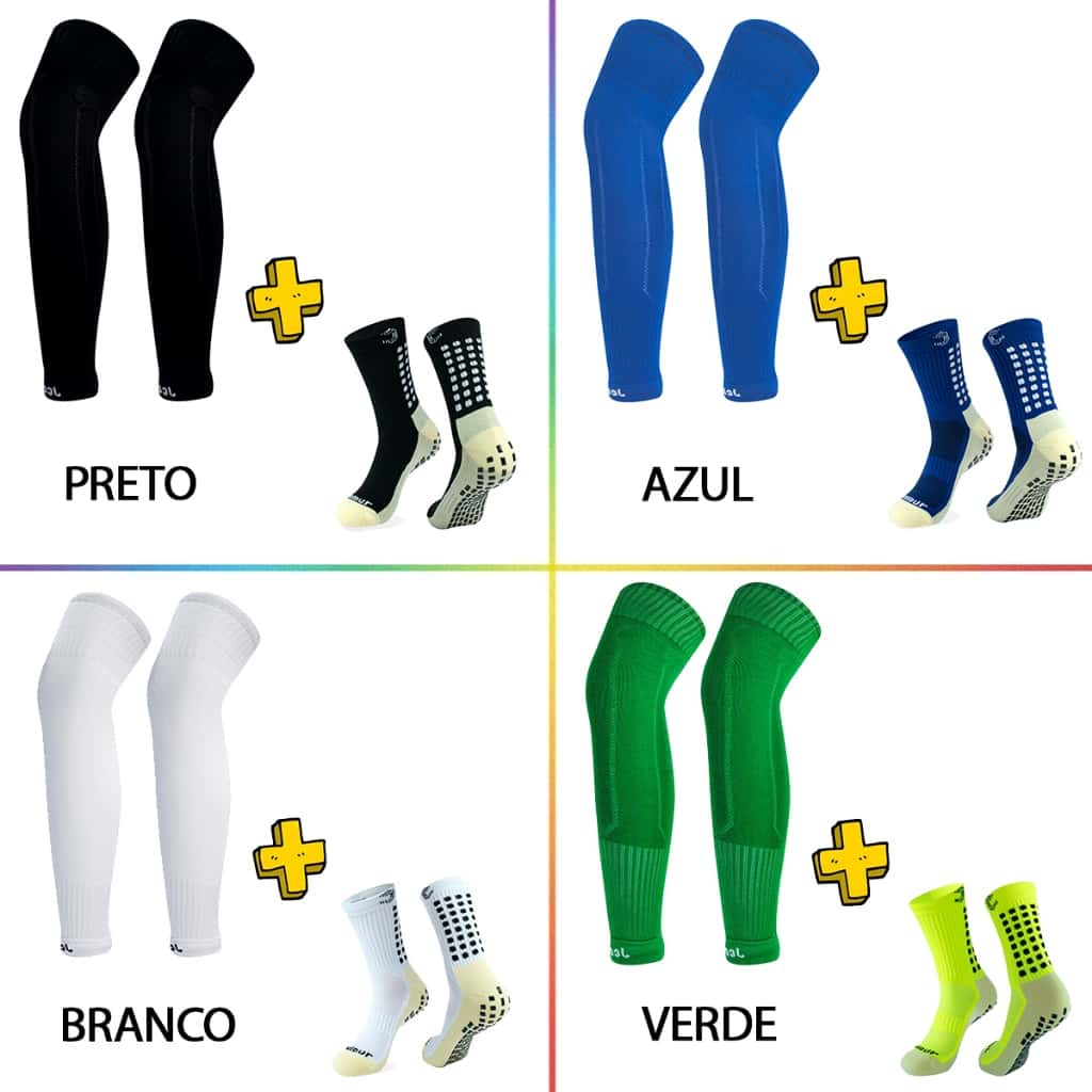 Kit Meias Jcolour masculinas com caneleira + meias de futebol antiderrapantes confortável resistente, imagem 1 de 1