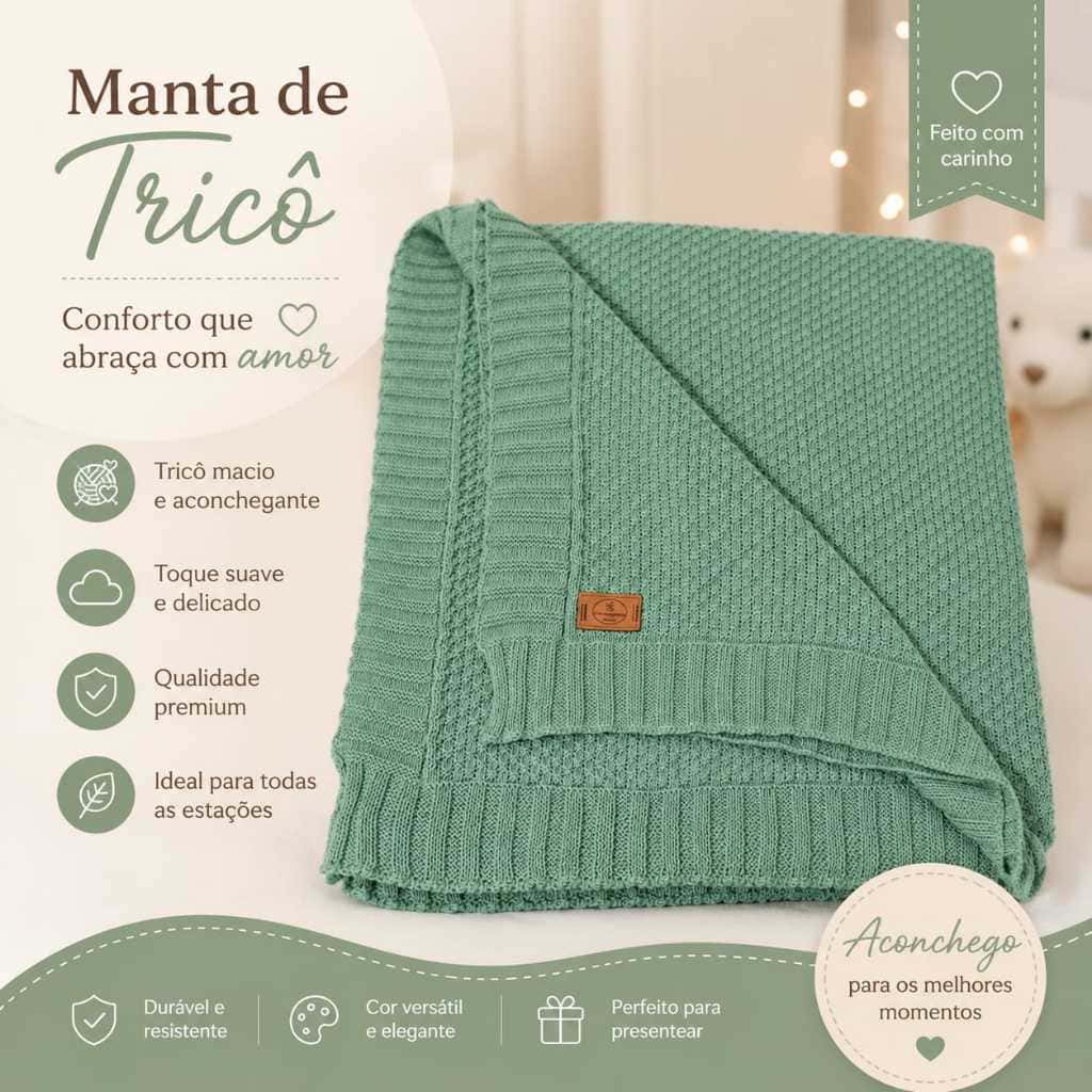 Manta Bebê Tricot Cobertor Saída Maternidade Conforto, imagem 1 de 1