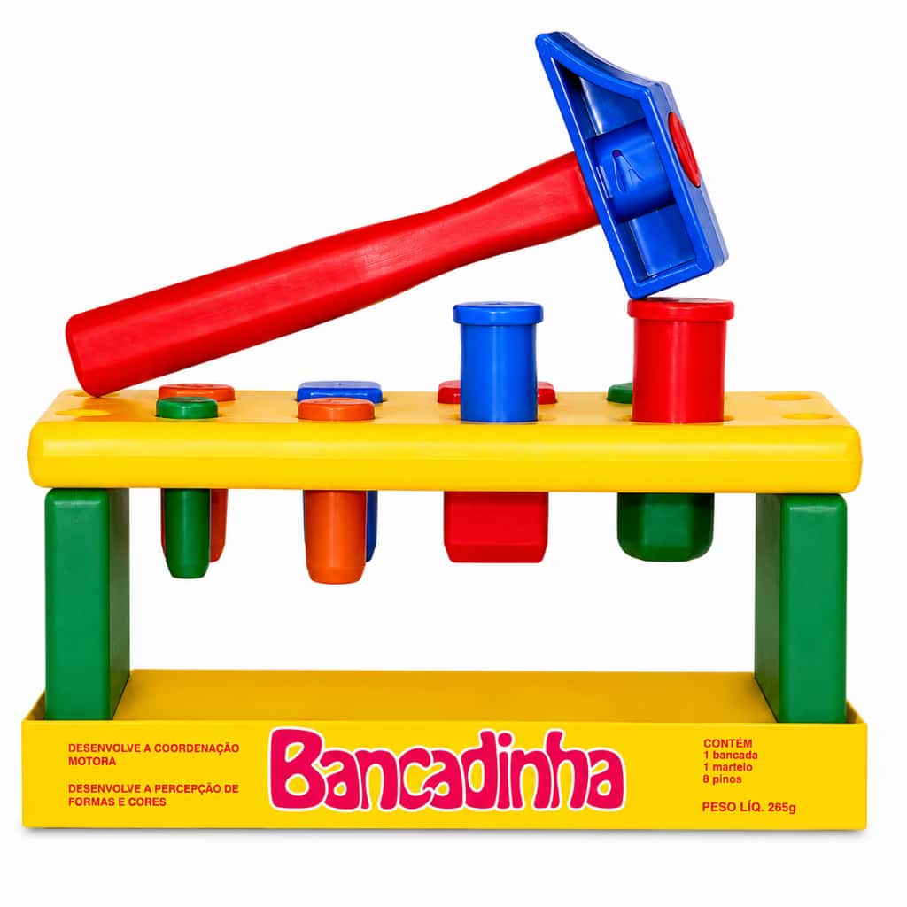 Brinquedo Bancadinha com Martelo e Pinos Geométricos Educativo, Criativo e Interativo para Crianças, imagem 1 de 1