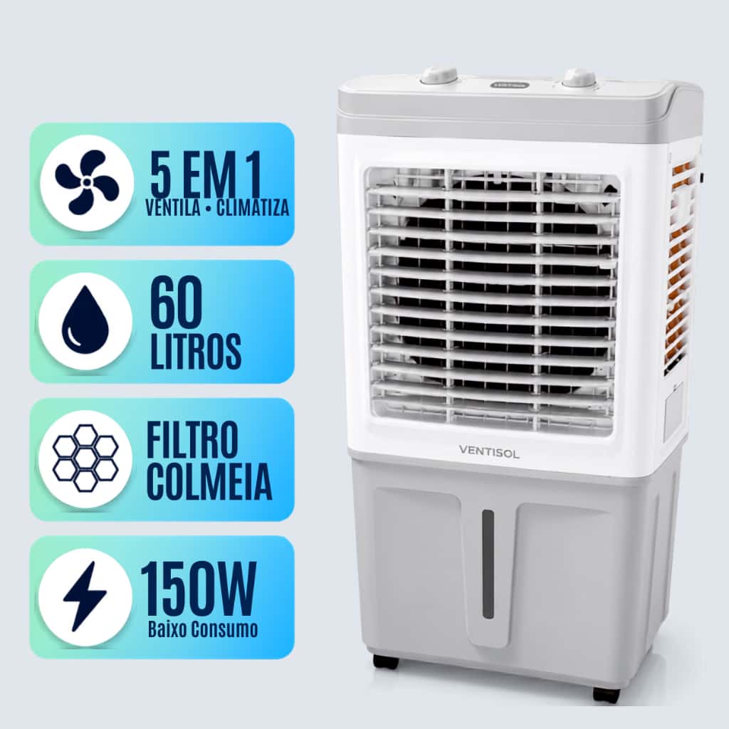 Climatizador 60 Litros Ar Frio Ventisol Portatil 110v / 220v Umidificador Grande, imagem 1 de 1