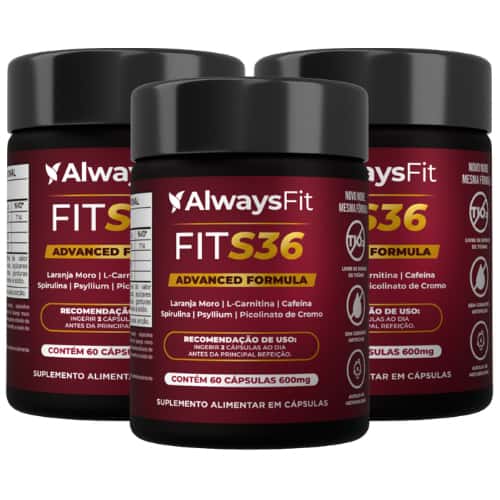 Kit 3x FitS36 AlwaysFit  | LMoro + Psyllium + Spirulina + Picolinato de Cromo + Cafeína + L-Carnitina | 180 Cápsulas, imagem 1 de 1