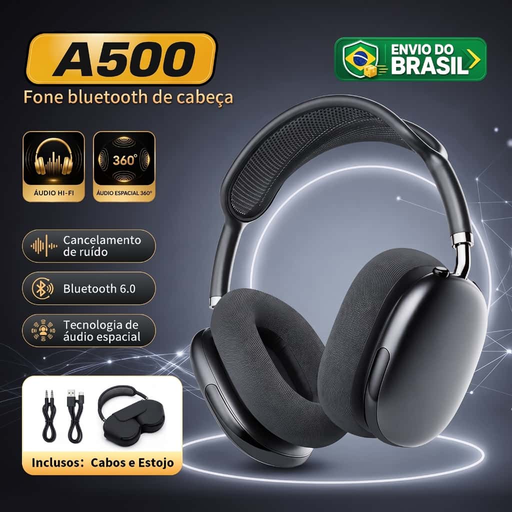 BML A500 Fone de Ouvido Bluetooth ANC Híbrido Fone Sem Fio Headset Gamer com Cancelamento de Ruído 69H Bateria Hi-Res, imagem 1 de 1
