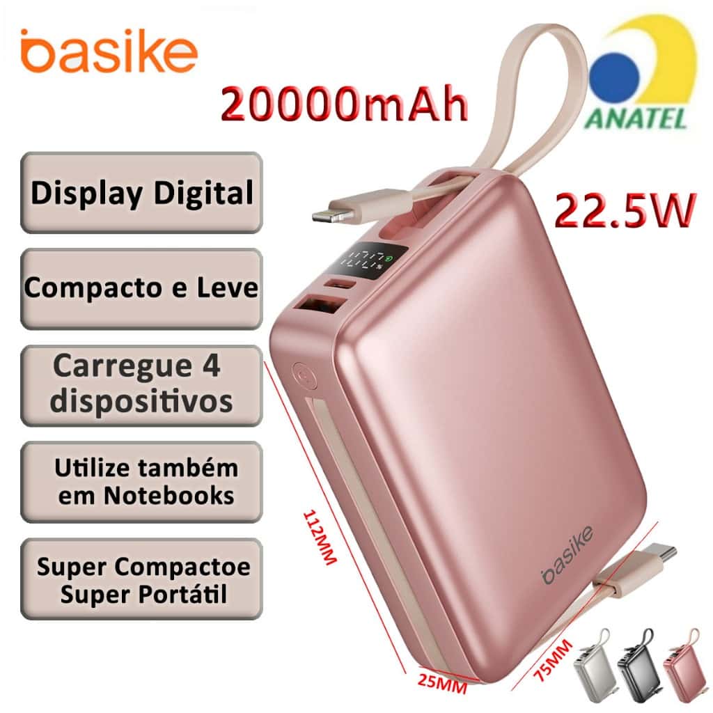 BASIKE 2026 Carregador Portátil 20000mAh - Carregamento Rápido 22.5W Power Bank Carregador Saída dupla, imagem 1 de 1