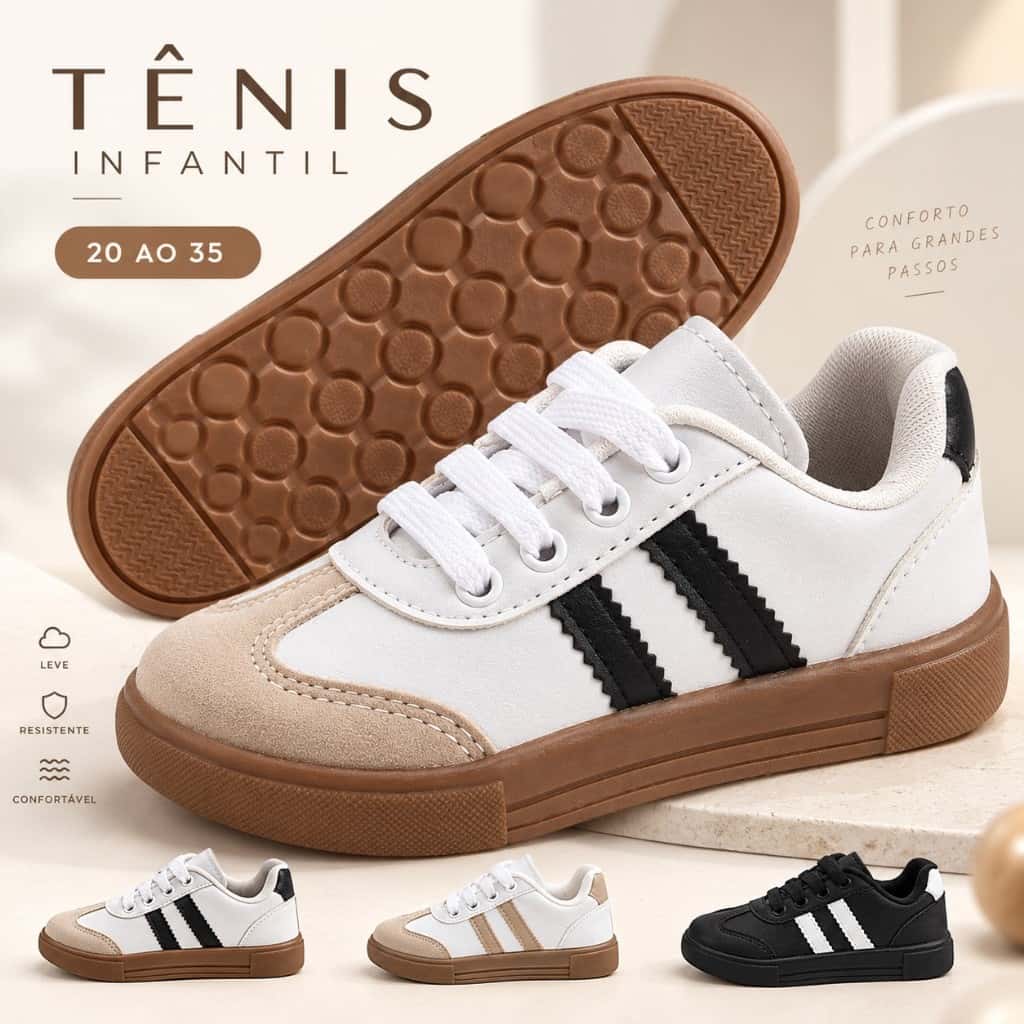 Tênis infantil casual moderno e confortável modinha, imagem 1 de 1