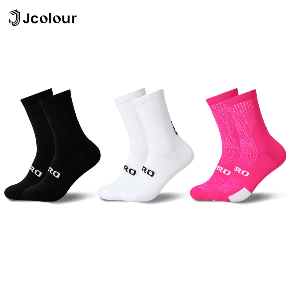 Kit 3 Pares Meias Cano Alto Esportivas Jcolour Unissex Masculino e Feminino, Malha Ventilada, imagem 1 de 1