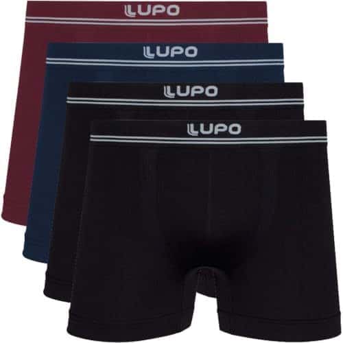 Kit 4 Cuecas Boxer Lupo Microfibra Poliamida Sem Costura Confortável Cueca Masculina Pacote Original, imagem 1 de 1