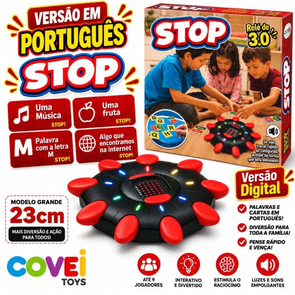 Jogo De Tabuleiro Stop Em Português Tecla Letra Temporizador De Mesa10 Segundos Educativo Raciocínio, imagem 1 de 1