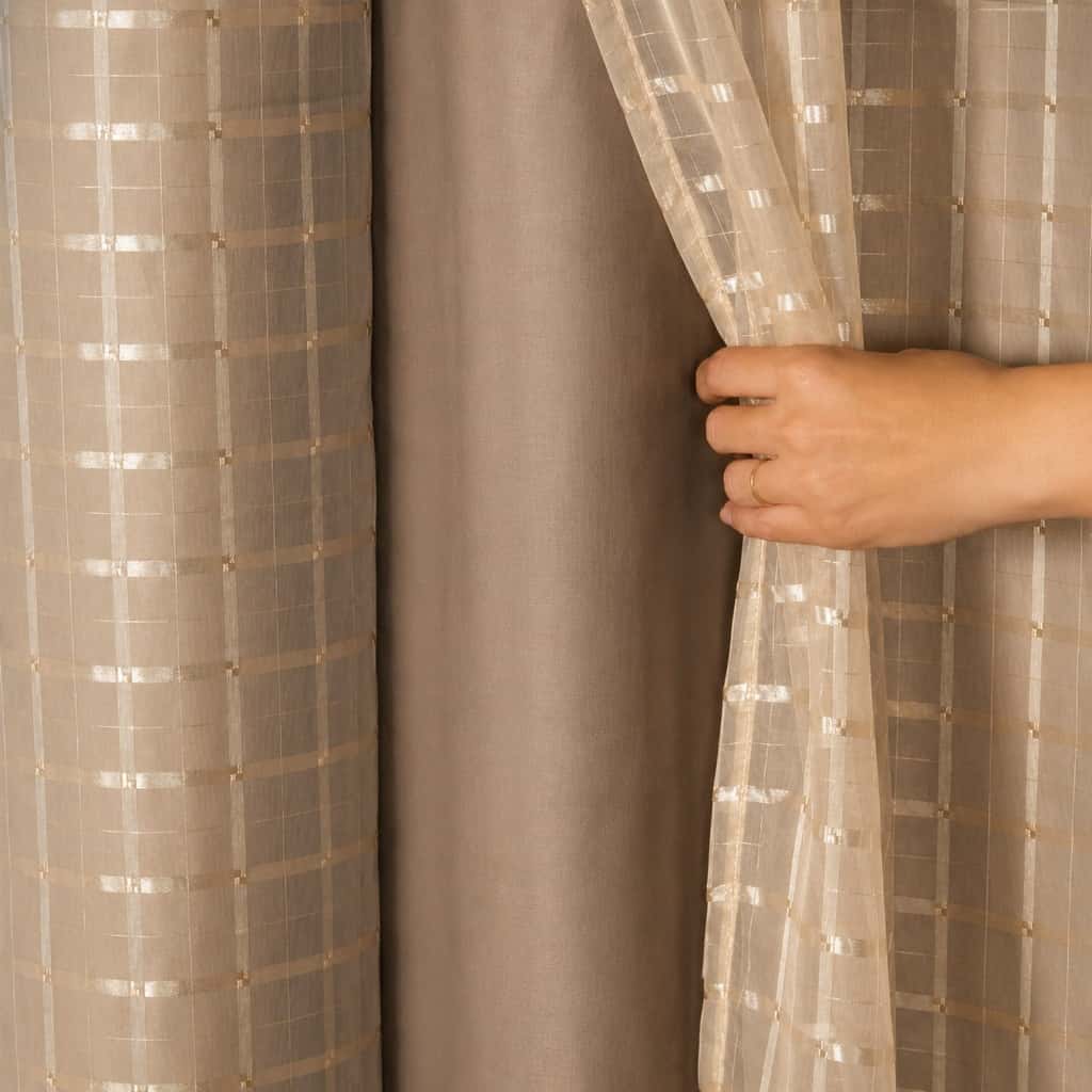 Cortina Blackout PVC Voil Xadrez 1,40 × 1,70 / 2,00 X 1,40, imagem 1 de 1