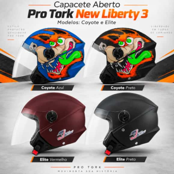 Capacete Moto Aberto Pro Tork New Liberty Three Vários Modelos, imagem 1 de 1