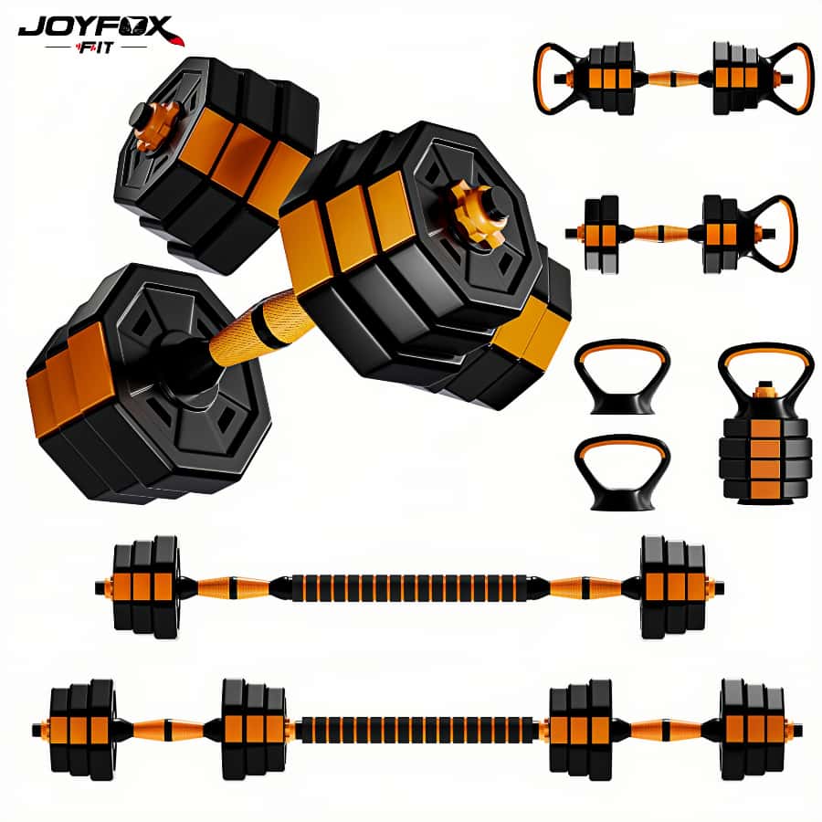 Halteres Musculação Kit 6 Em 1 Regulável 30kg Joyfox Barra Extensora Anilhas E Kettlebell Equipamento De Academia, imagem 1 de 1