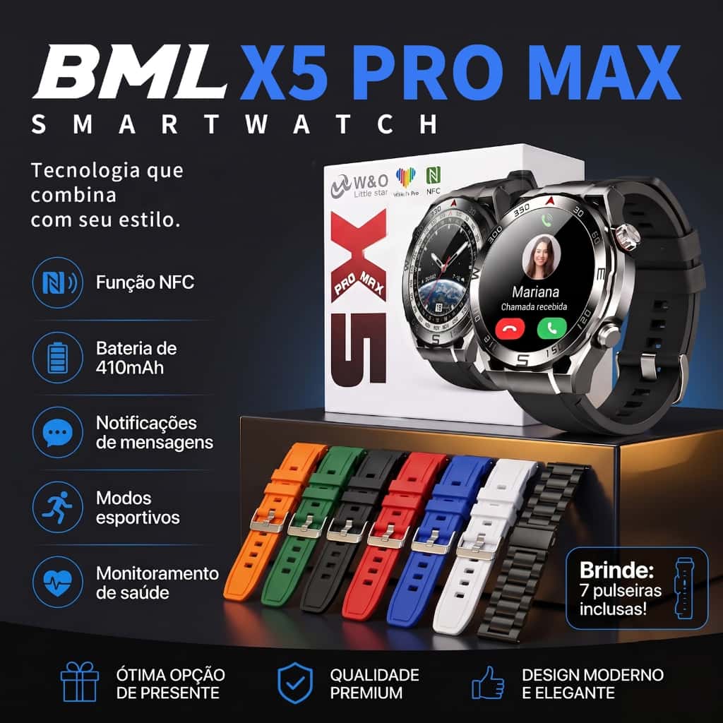 SmartwatchX5 Pro Max Redondo Relógio Inteligente AMOLED GPS ChatGPT Para Chamadas Bluetooth À Prova D'Água Smartwatch, imagem 1 de 1
