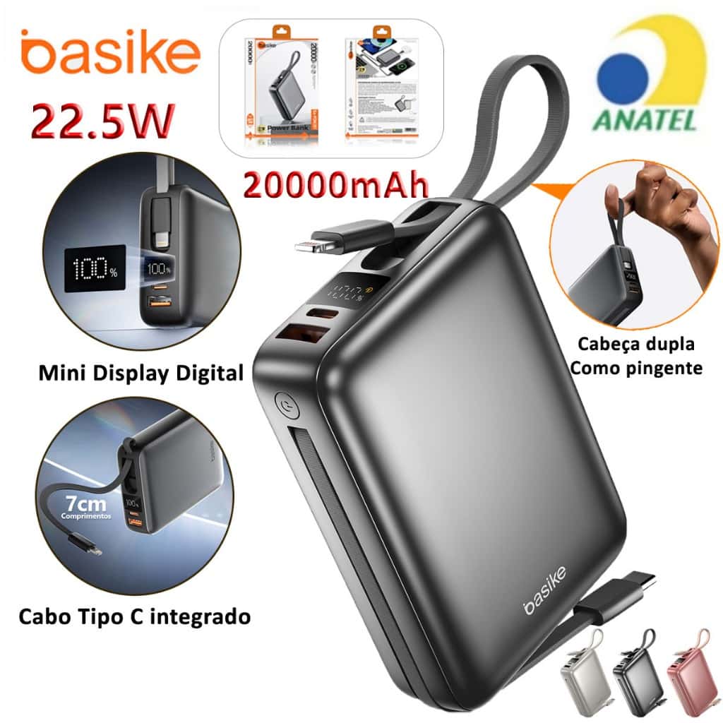 BASIKE Carregador Portátil 20000mAh - Carregamento Rápido 22.5W Power Bank Carregador Saída dupla, imagem 1 de 1