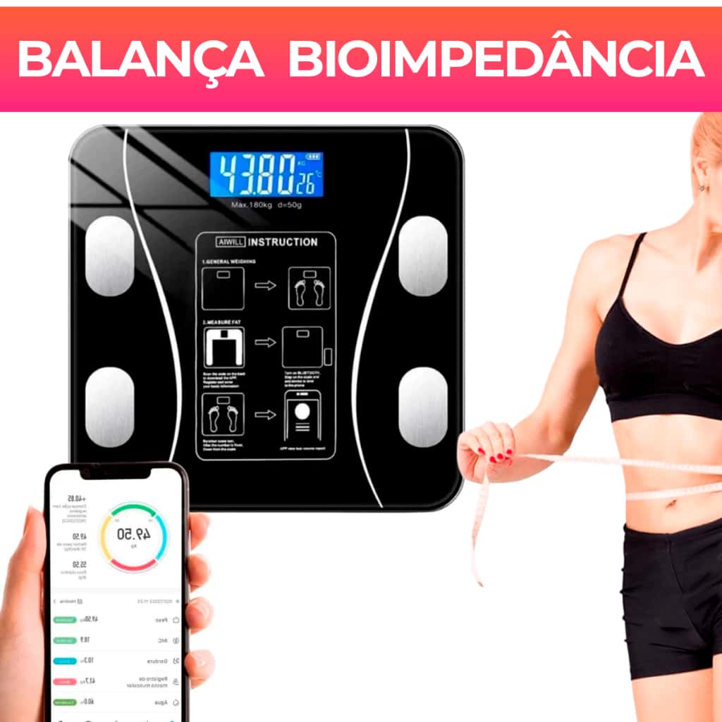 Balança Bioimpedancia Digital Bluetooth Corporal até 180kg Resultado Pelo Celular, imagem 1 de 1