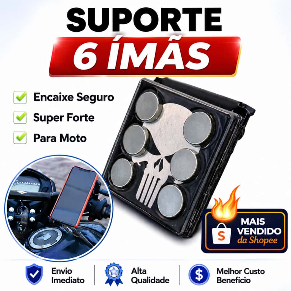 Suporte de Celular 6 Imãs Para Moto Extra Forte, imagem 1 de 1