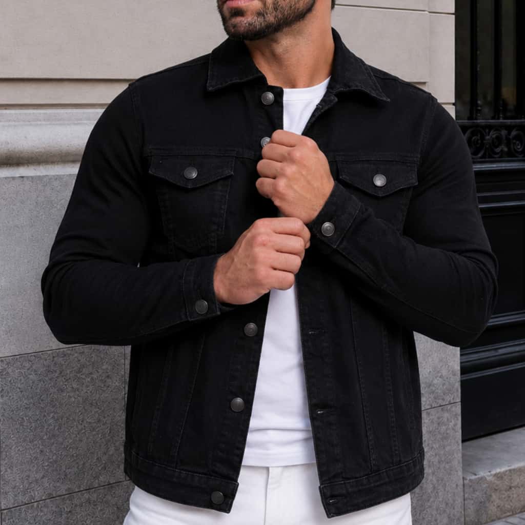 Jaqueta Jeans Sarja Masculina Fit Coloridas Casual Versátil, imagem 1 de 1